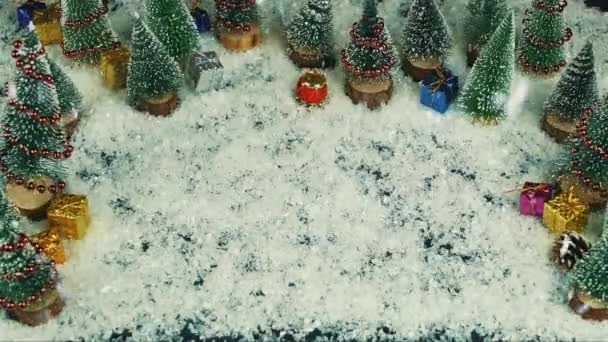 Stop Motion Confezione Regalo Babbo Natale Decorazione Sulla Neve Natale — Video Stock
