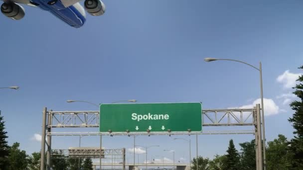 Vliegtuig Landing Spokane — Stockvideo
