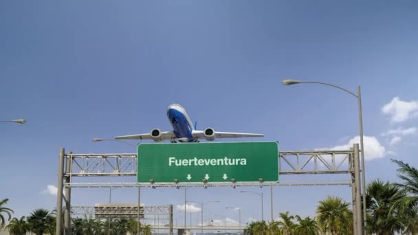 Flygplan lyfta Fuerteventura — Stockvideo