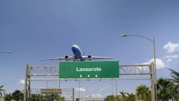 Avião decolagem Lanzarote — Vídeo de Stock
