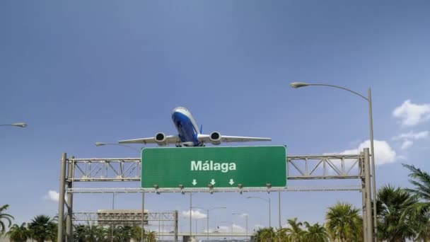 Flygplan ta bort Malaga. Spanska — Stockvideo