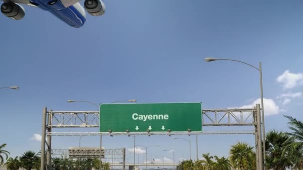 Avión aterrizaje Cayena — Vídeo de stock