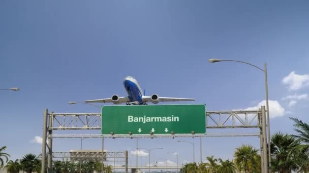 Flugzeug abheben Banjarmasin — Stockvideo