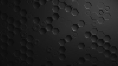 Siyah soyut altıgen geometrik yüzey sorunsuz döngü 4k Uhd