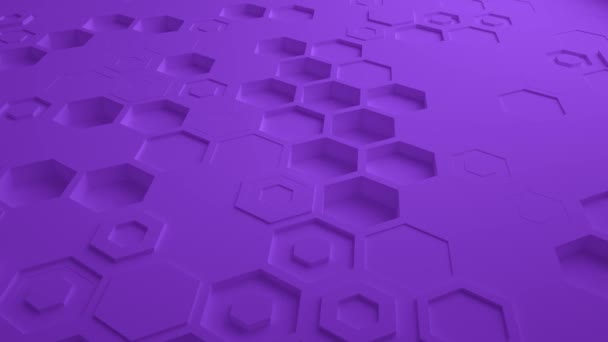 Hexagone abstrait violet boucle parfaite Surface géométrique 4k Uhd. Vue de face — Video