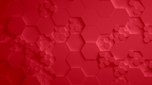 Rojo hexagonal abstracta geométrica superficial Seamless Loop 4k Uhd — Vídeos de Stock