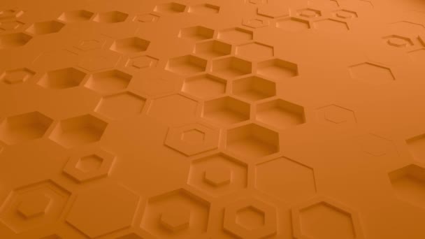 Hexagone abstraite orange Uhd de boucle parfaite Surface géométrique 4k. Vue de face — Video
