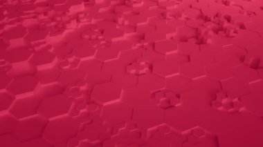 Kırmızı soyut altıgen geometrik yüzey sorunsuz döngü 4k Uhd. Önden görünüm