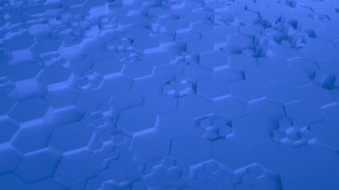 Mavi soyut altıgen geometrik yüzey sorunsuz döngü 4k Uhd. Önden görünüm