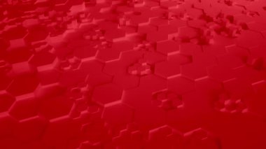Kırmızı soyut altıgen geometrik yüzey sorunsuz döngü 4k Uhd. Önden görünüm