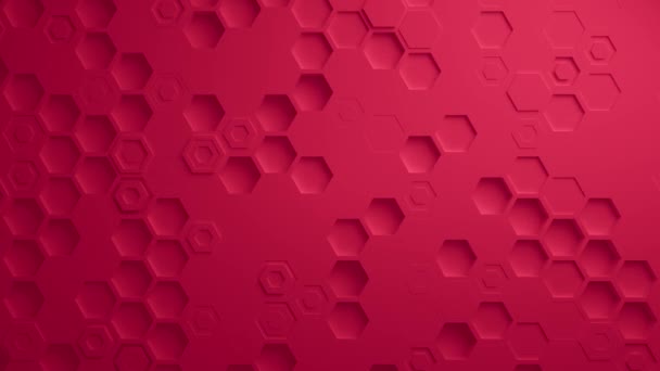 Rojo hexagonal abstracta geométrica superficial Seamless Loop 4k Uhd — Vídeos de Stock