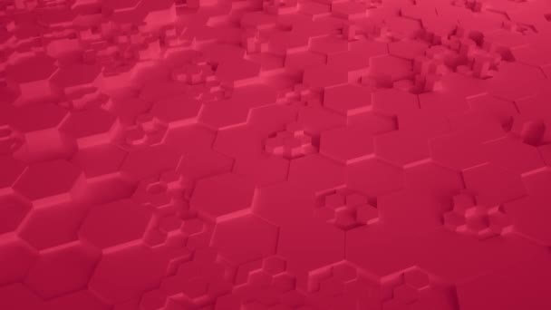 붉은 추상 육각 형상 표면 원활한 루프 4k Uhd. 전면 보기 — 비디오