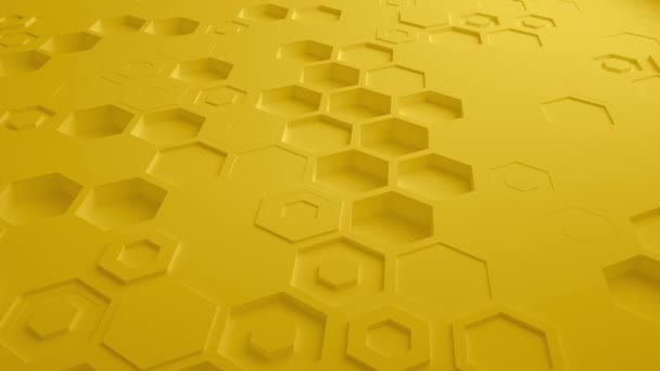 Hexagone abstraite jaune boucle parfaite Surface géométrique 4k Uhd. Vue de face — Video