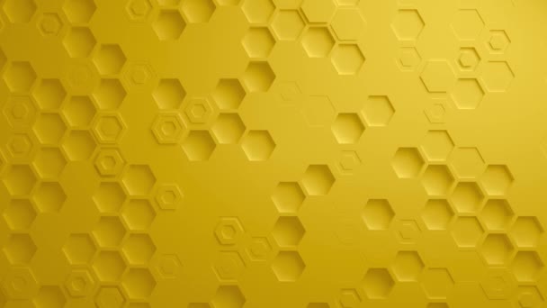 Желтый абстрактный шестиугольника геометрической поверхности бесшовной петли 4k Uhd — стоковое видео