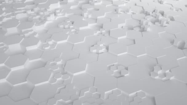 Структура Шестиугольников Двигаться Вверх Вниз Вытесняя Визуализация — стоковое видео