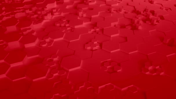Hexagone abstrait rouge boucle parfaite Surface géométrique 4k Uhd. Vue de face — Video