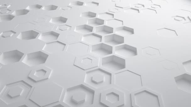 Hexagone abstrait blanc boucle parfaite Surface géométrique 4k Uhd. Vue de face — Video