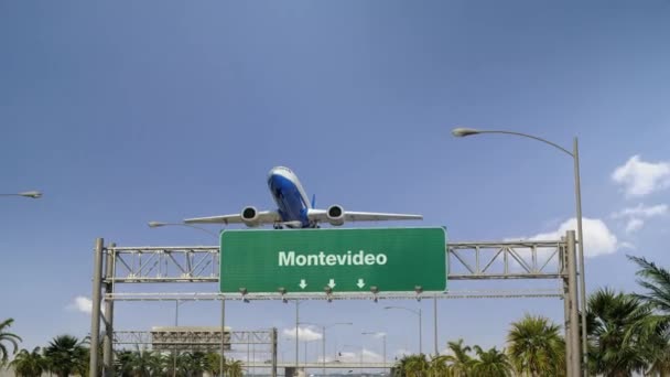 Flygplan lyfta Montevideo — Stockvideo