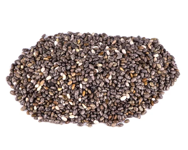 Chia Seeds Folded Bunch Isolated White Background Macro Photo Seeds — Stock Photo, Image