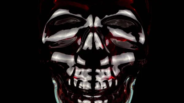 Glass Skull Black Background Reflection White Red Light Glass Skull — Stock Photo, Image