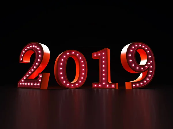 Szczęśliwego Nowego Roku 2019 Renderowanego Obrazu — Zdjęcie stockowe