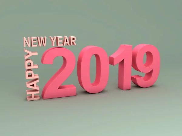 Feliz Ano Novo 2019 Imagem Renderizada — Fotografia de Stock