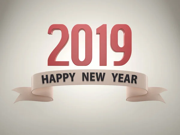 Feliz Ano Novo 2019 Imagem Renderizada — Fotografia de Stock