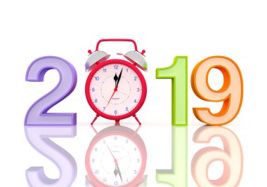     Yeni yıl 2019 saatli - 3d görüntü işlenen 