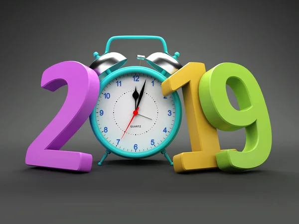 Yeni Yıl 2019 Saatli Görüntü Işlenen — Stok fotoğraf