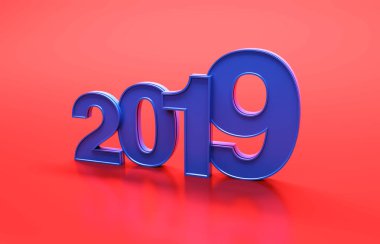      Yeni yıl 2019 - 3d görüntü 