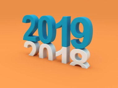      Yeni yıl 2019 - 3d görüntü 
