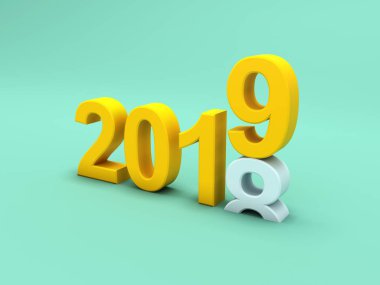      Yeni yıl 2019 - 3d görüntü 