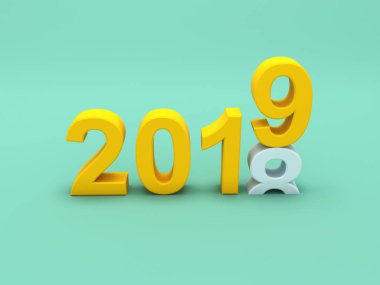      Yeni yıl 2019 - 3d görüntü 