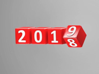      Yeni yıl 2019 - 3d görüntü 