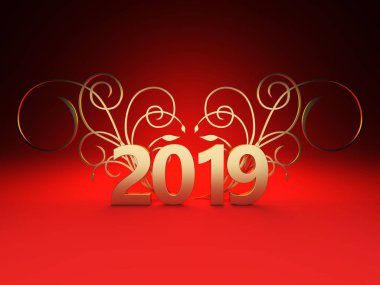      Yeni yıl 2019 yaratıcı tasarım konsepti - 3d görüntü 