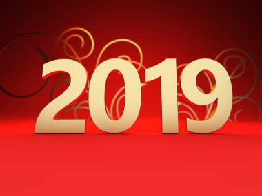     Yeni yıl 2019 yaratıcı tasarım konsepti - 3d görüntü 