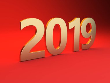      Yeni yıl 2019 yaratıcı tasarım konsepti - 3d görüntü 