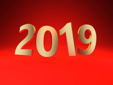      Yeni yıl 2019 yaratıcı tasarım konsepti - 3d görüntü 
