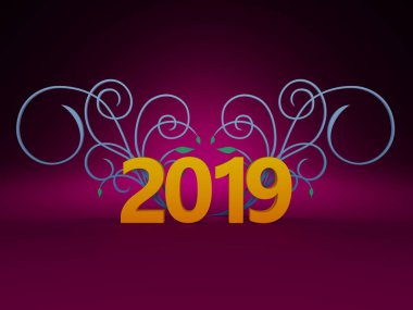      Yeni yıl 2019 yaratıcı tasarım konsepti - 3d görüntü 