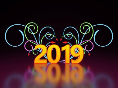      Yeni yıl 2019 yaratıcı tasarım konsepti - 3d görüntü 