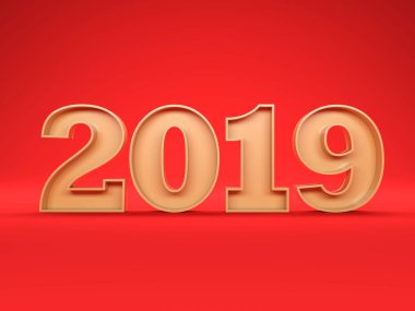      Yeni yıl 2019 yaratıcı tasarım konsepti - 3d görüntü 