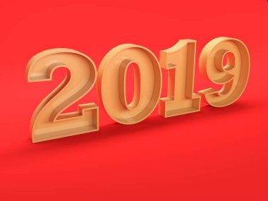      Yeni yıl 2019 yaratıcı tasarım konsepti - 3d görüntü 
