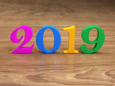      Yeni yıl 2019 yaratıcı tasarım konsepti - 3d görüntü 