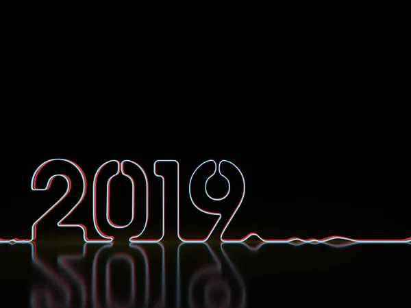Nowy Rok 2019 Pień Projekt Koncepcyjny Renderowanego Obrazu — Zdjęcie stockowe