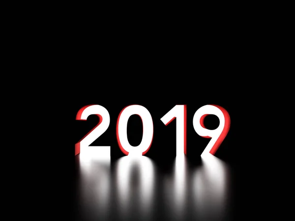 Nieuwjaar 2019 Creative Design Concept Met Verlichting Effect Gerenderde Afbeelding — Stockfoto