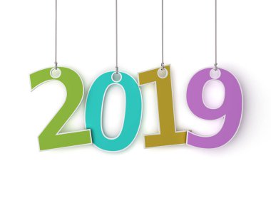      Yeni yıl 2019 yaratıcı tasarım konsepti - 3d görüntü 