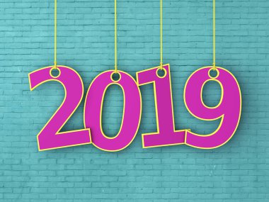      Yeni yıl 2019 yaratıcı tasarım konsepti - 3d görüntü 
