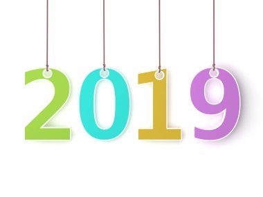      Yeni yıl 2019 yaratıcı tasarım konsepti - 3d görüntü 