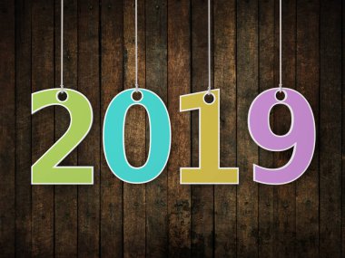      Yeni yıl 2019 yaratıcı tasarım konsepti - 3d görüntü 