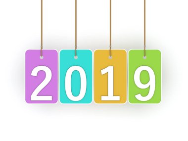      Yeni yıl 2019 yaratıcı tasarım konsepti - 3d görüntü 
